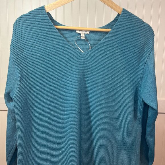 Ella Moss Blue Long Sleeve Ribbed Knit Super Soft Sweater V Neck Women's Small - Picture 7 of 9